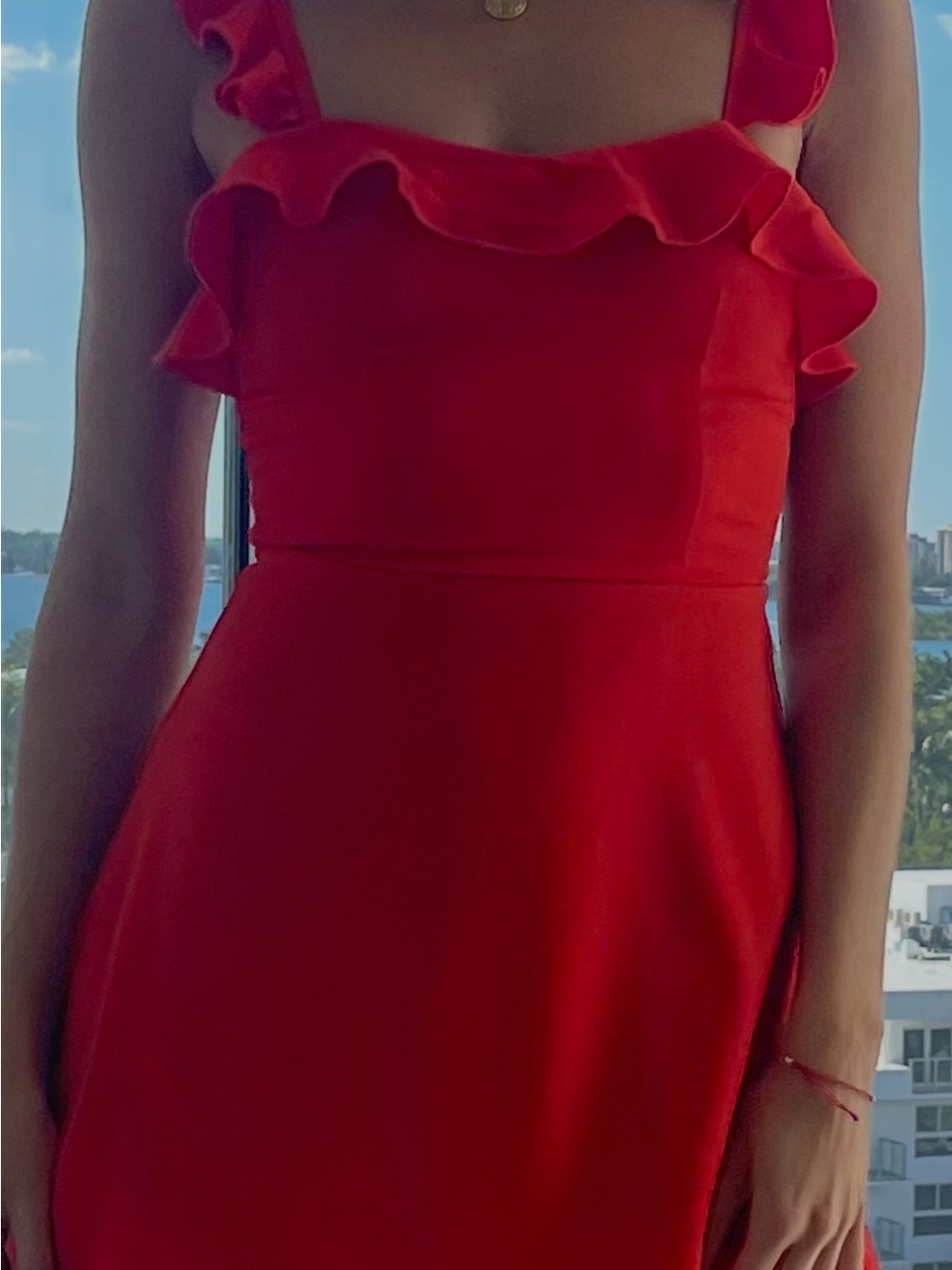 Red Ruffle Strap Women’s Dress